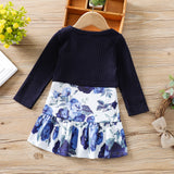 Kid Baby Girls Spring  Autumn Knitted Cotton Floral Sundress