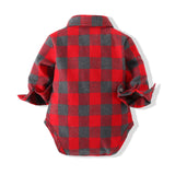 Baby Boys Autumn Long Sleeve Plaid Knot Bib Sets 2 Pcs