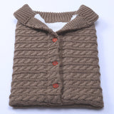 Baby Button Outdoor Cart Wool Knit Fleece Thickened Thermal Sleeping Pajamas