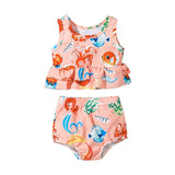 Kid Baby Girls Summer Printed Cartoon Sleeveless One-piece Swimsuit