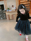 Kid Baby Girls Autumn Winter Velvet Velvet Starry Sky Casual Dress