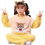 Kid Girl Autumn Winter Coral Velvet Cute Cartoon Sweet Pajamas