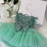 Kid Baby Girl First Birthday Dress Sequin Bow Dresses