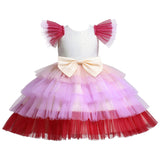 Kid Baby Girl Bow-tie Sequins Gauze Cake Dresses