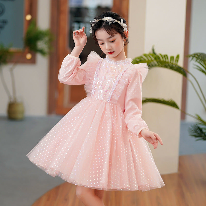 Girls Princess Long Flower Girls Lace Dresses Kids Wedding Tulle Ball Gown  with Bow - Walmart.com