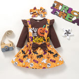 0-18M Baby Girl Halloween Long Sleeves Straps 2 Pcs Sets