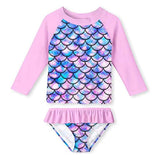 Kid Girls Separate Swimsuit Long-sleeved Bikini Mermaid Swimwear