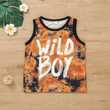 Kid Baby Boy Letter Trendy Fan Tie-dye Tank Shorts 2 Pcs Set