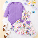 Baby Girl Autumn Winter Floral Strap 2 Pcs Set