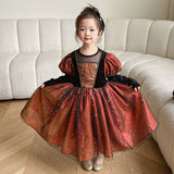 Kids Girls Witches Frozen Halloween Vintage Princess Evening Dresses