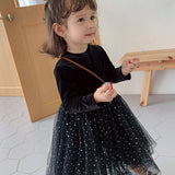 Kid Baby Girls Autumn Winter Velvet Velvet Starry Sky Casual Dress