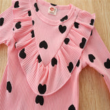Kid Baby Girl Valentine's Day Suit Lovely Heart-shaped Long Sleeve 2 Pcs Set