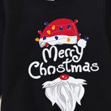 Family Matching Autumn Black Guards Santa Claus Cartoon Print Christmas Shirts Top
