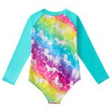 Kid Girls Middle Sunscreen Swimsuit Long-sleeved One-piece Swimwear