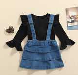 Kid Baby Girl Suit Jean Slip Dresses 2 Pcs Sets
