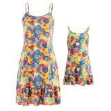 Family Matching Mother-daughter Halter Holiday Beach Print Dresses