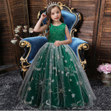 Kid Girl Princess Sleeveless Star Mesh Piano Dresses
