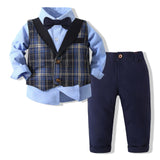 Kid Baby Boys Plaid Formal Suit 2 Pcs Sets