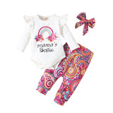 Baby Girl Autumn Long Sleeve Rainbow 3 Pcs Sets