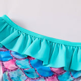 Kid Girls Separate Swimsuit Long-sleeved Bikini Mermaid Swimwear