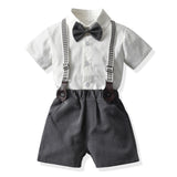 Kid Baby Boy Suit Short Sleeve Multi-color Strap Summer 2 Pcs Sets