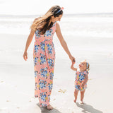 Family Matching Mother Daughter Flower Print Idyllic Dresses