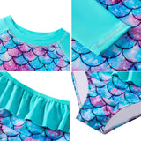 Kid Girls Separate Swimsuit Long-sleeved Bikini Mermaid Swimwear