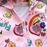 Kid Baby Girl Jacket Cardigan Windbreak Spring Print Cartoon Coats