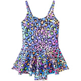 Kid Girls Leopard Print One-piece Bathing Beach Swimsuit