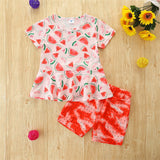 Summer Kid Baby Girl Suits Sweet Watermelon Print 2 Pcs Sets