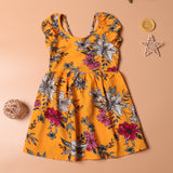 Family Matching Mother Daughter Halter V-collar Garden Flower Dresses