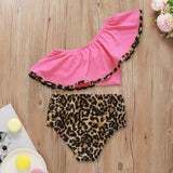 Baby Girl Rose Yellow Bow Leopard Print Swimsuit