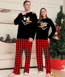 Family Matching Cartoon Plaid Christmas Print Pajamas