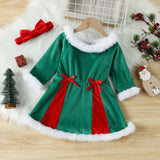 18M-6Y Kid Baby Girls Lovely Shoulder Velvet Edge Autumn Christmas Dresses