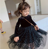 Kid Baby Girls Autumn Winter Velvet Velvet Starry Sky Casual Dress