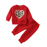 Kid Baby Girl Love Clip Cotton Leopard Valentine Set 2 Pcs