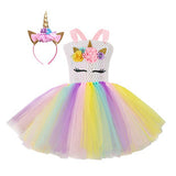 Kid Baby Girls Rainbow Unicorn Flower Wedding Christmas Party Dress