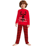 Family Matching Letter Plaid Fawn Christmas Parent-child Loungewear Pajamas