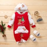 Baby Girl Christmas Hooded Long-sleeved Climbing Rompers