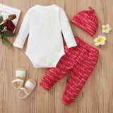 Baby Boy Girl Valentine's Day Print Dress Suit 3 Pcs Sets