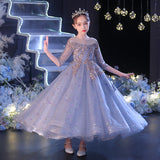 Kid Baby Girl Princess Spring Yarn Flower Wedding Piano Performance Dresses