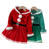 Kid Baby Girl Christmas Winter Silver Fox Velvet Dresses