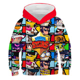 Children Kid Teens 3D Wilderness Brawl Fighting Crew Neck Hoodie