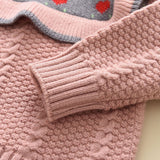 Kid Baby Girl Sweater Sweet Love Round Neck Knitting 2 Pcs Sets Suit