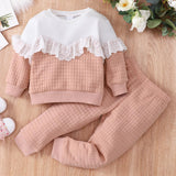 Kid Baby Girls Stay Home and Go Out Warm Cotton Lace 2 Pcs Sets Suits