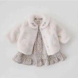 Kid Baby Girls Warm Long Sleeve Autumn Winter Wool Coat with Fur