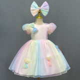 Kid Girl Dress Princess Summer Bow Bubble Sleeve Gauze Dresses