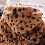 Kid Baby Girl Leopard-print Hooded Warm Autumn Coat