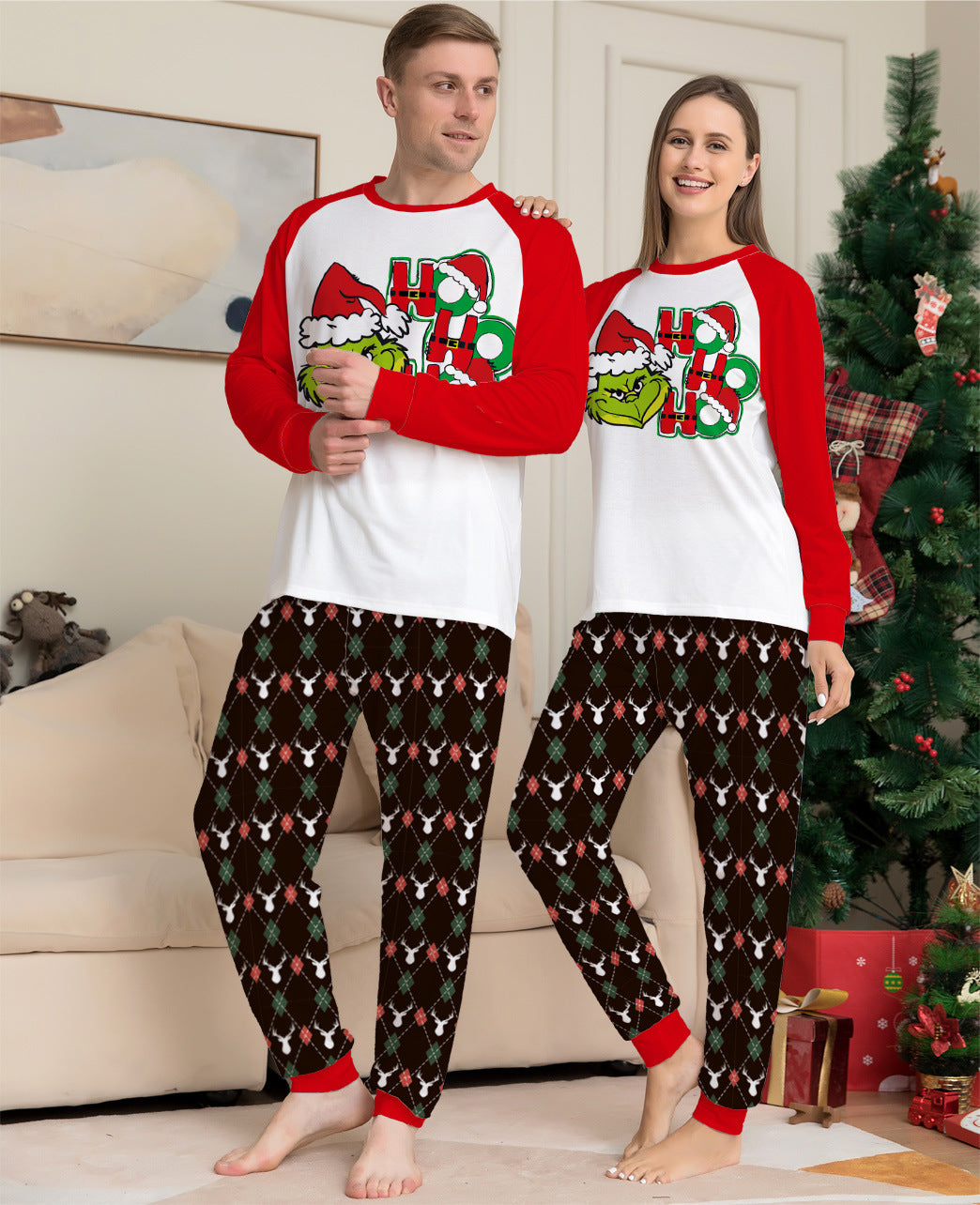 Family Matching Strange Letters Christmas Parent-child Printed Pajama