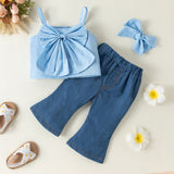 Fashion Infant Baby Girls Outfit Bowknot 3 Pcs Sets